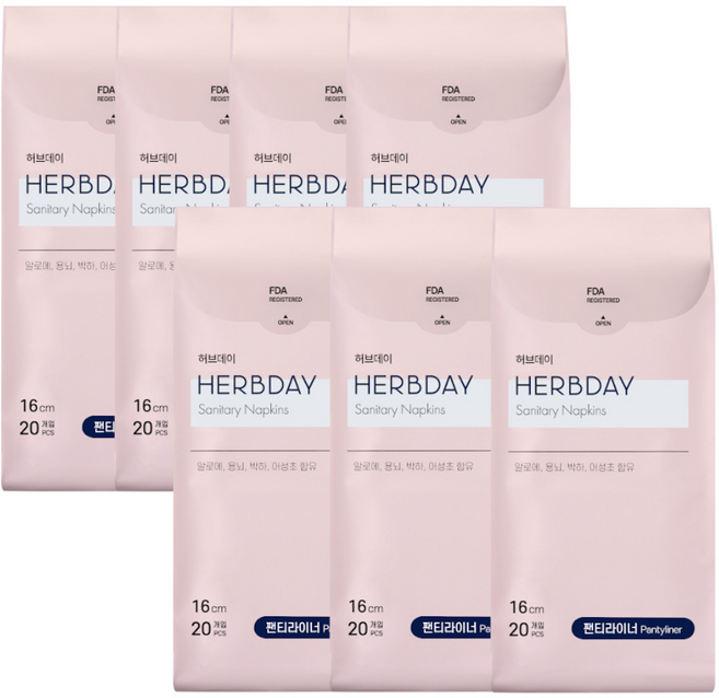 허브데이 생리대 팬티라이너 7팩 _140p, 일반, 20개입, 단품없음