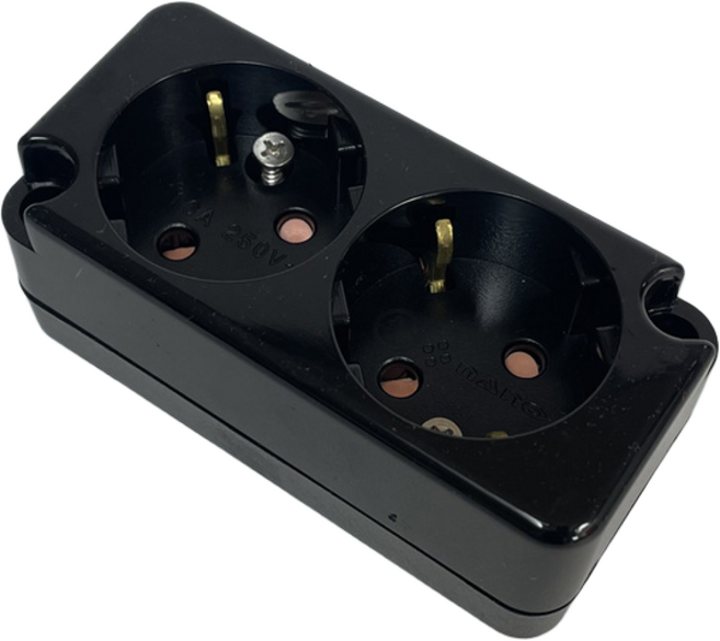 국산 접지 노출 콘센트 2구 나사타입 블랙, 10개