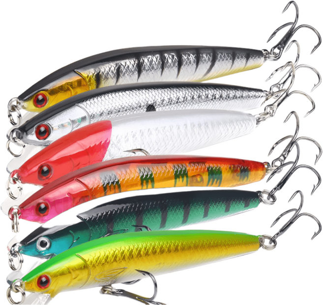 미노우 하드베이트 6종 세트 루어 낚시용품 채비 미끼 / 농어 삼치 광어, 1세트, 7.5g, 혼합(6종)