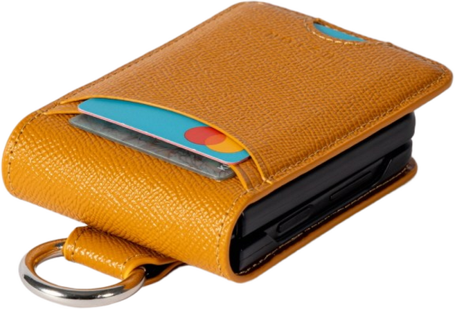 루스톤 갤럭시 Z플립 메카 가죽 카드수납 포켓 고리 링 지갑케이스