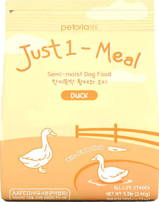 한끼뚝딱 전연령 강아지 황태담은 소프트 사료 습식, 2.4kg, 1개, 황태+오리