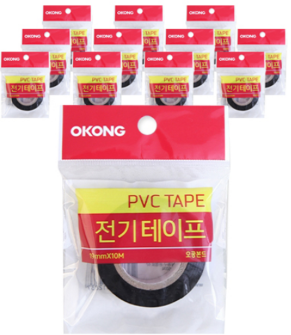 오공 PVC 전기절연 테이프 19mm x 10m, 12개