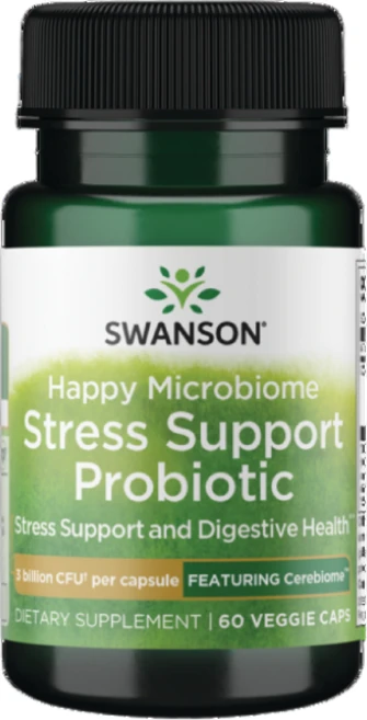 스완슨 해피 마이크로바이옴 스트레스 서포트 프로바이오틱 피처링 Cerebiome 30억 CFU 베지 캡, 1개, 60정 - 쿠팡