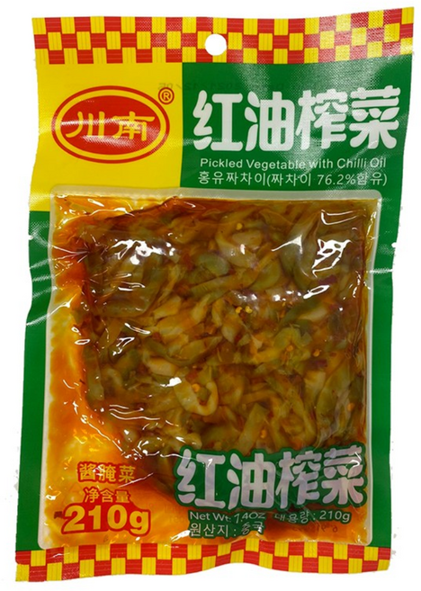 홍홍 중국식품 촨난 홍유 짜차이(봉지) 짜사이 중국반찬 천남 중국김치 고추기름 촨남, 1개, 185g
