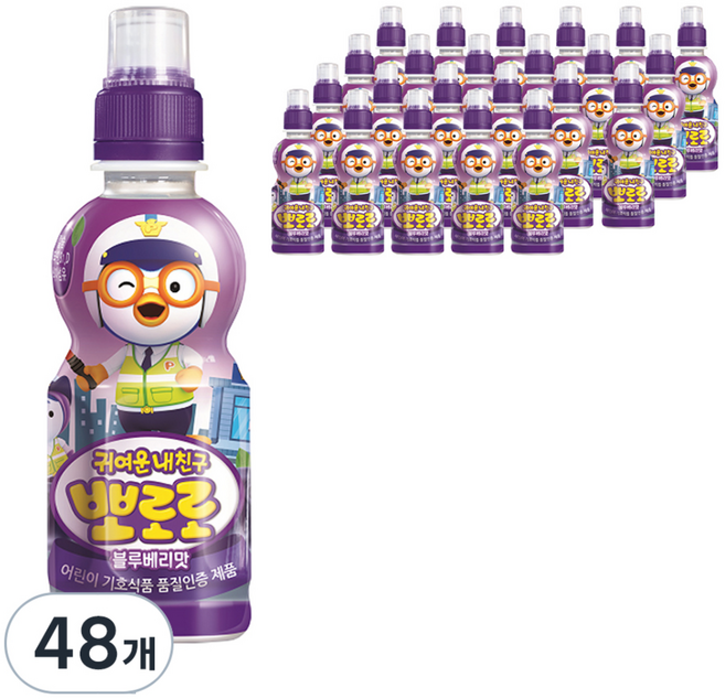 팔도 귀여운내친구 뽀로로 블루베리맛, 235ml, 48개