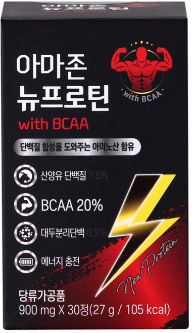아마존 뉴프로틴 3개월분(90정) 류신 산양유 단백질 bcaa 알약 아미노산 아르기닌 마카 흑마늘, 3개, 30정