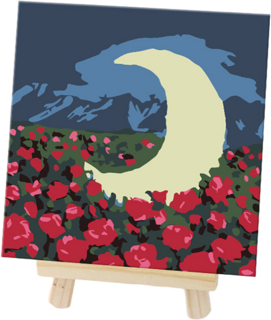 DIY 명화그리기 유화그리기 세트 취미 피포페인팅 20x20cm, 1개, 빨간 장미