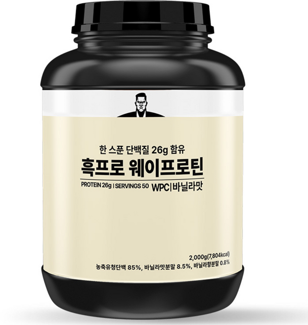 흑프로 웨이프로틴 바닐라맛 WPC 헬스보충제 단백질 2kg, 1개