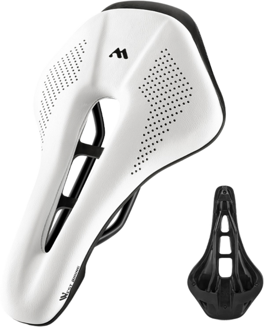WEST BIKING 프리미엄 자전거 안장 쿠션 통기성 장시간 탑승용, 1개, White