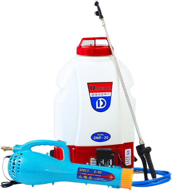 국산 충전식 분무기 자동살포기 전동 스펙트 송풍분사기 20리터 원예 소독 농약 살충, 02. 충전분무기+스펙트, 1세트