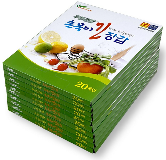 푸른생활 손목이 긴 장갑 20매x10개 일회용 위생 비닐 장갑, 1세트, 10개