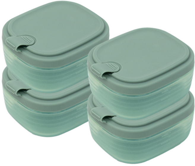 네오실리 에어락 국산 프리미엄 실리콘 밀폐 용기 냉동밥용기, 4개, 중형(300ml) 딥그린