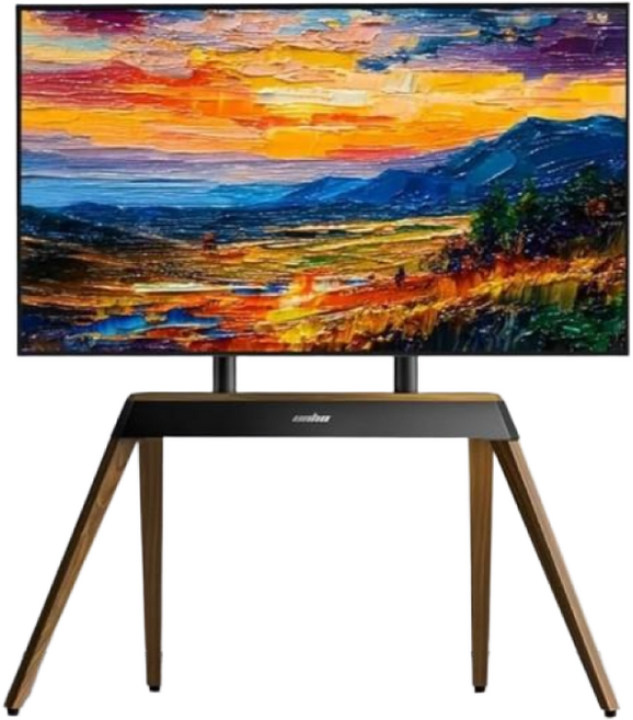 UNHO 특대형 TV 스탠드 이젤형 티비 거치대 40-86인치 삼성 LG 일반브랜드 호환, 나무+철제, 1개