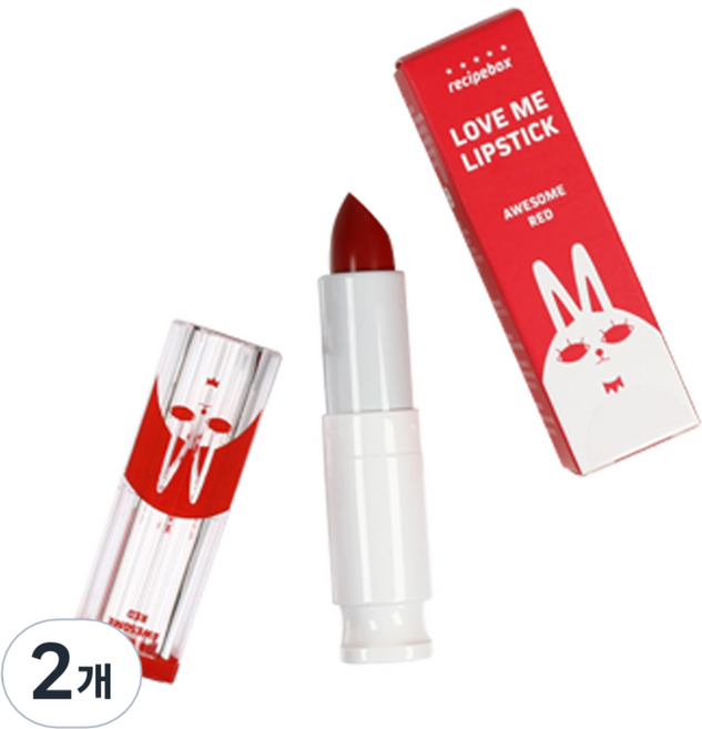 레시피박스 키즈 러브미 립스틱 3.5g, 어썸 레드, 2개