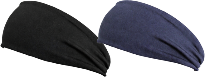A-Y) 고탄력 스포츠 헤어밴드 1+1, 2개, 블랙+네이비