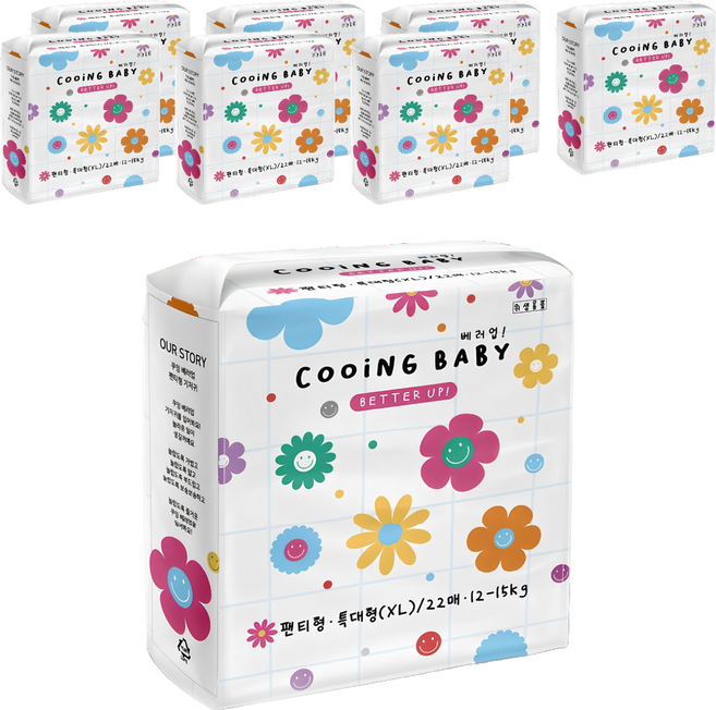 Cooing 베러업 팬티형 기저귀, 특대형(XL), 176매