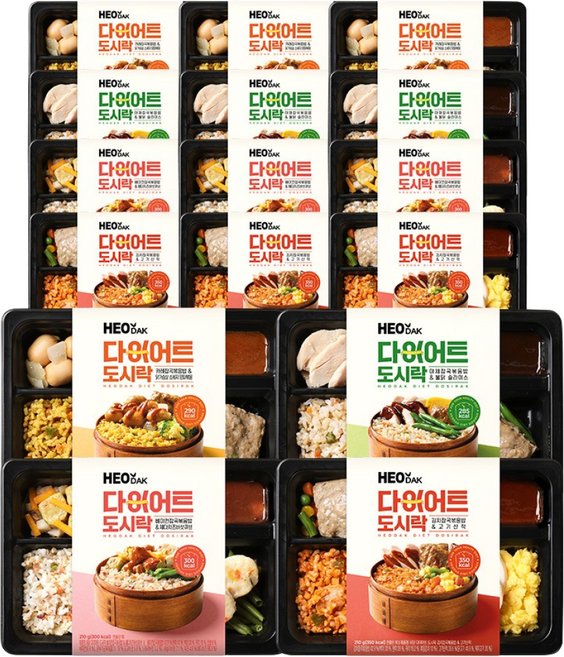 허닭 다이어트 도시락 210g 4종 혼합, 16개