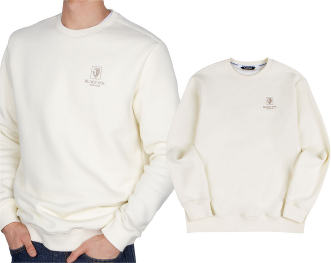 찬스[1+1] 블랙야크 애슬레저 기모 맨투맨 남자 여자 커플티 BKJ-1012