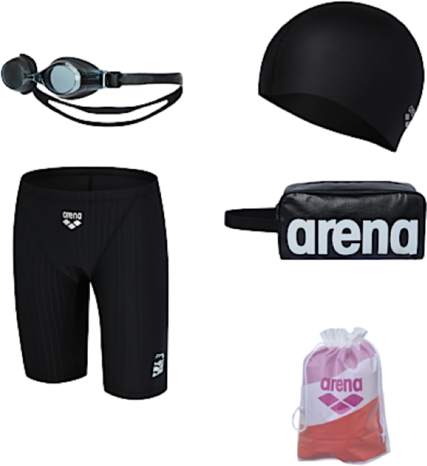 아레나 남성 실내 4부 수영복 세트 _ A5BM1PM11 BLK SET