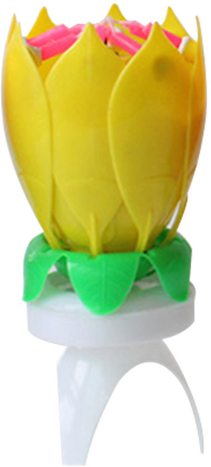 인싸 촛불 멜로디 연꽃초 생일축하 폭탄초 회전초, 3개, 2.16g, 옐로우