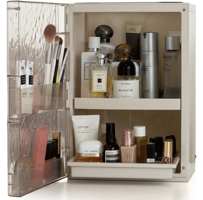 이지피지 슬라이딩 화장품 정리함 커버형, 1개, 화이트+아이보리