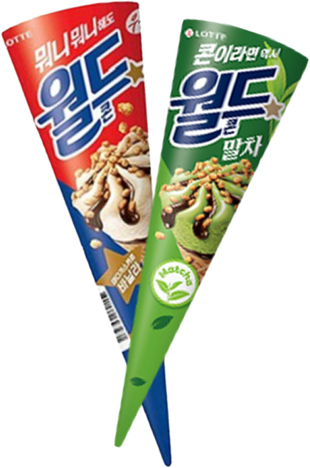 롯데웰푸드 월드콘 바닐라 9개 + 월드콘 말차 9개, 1세트, 160ml