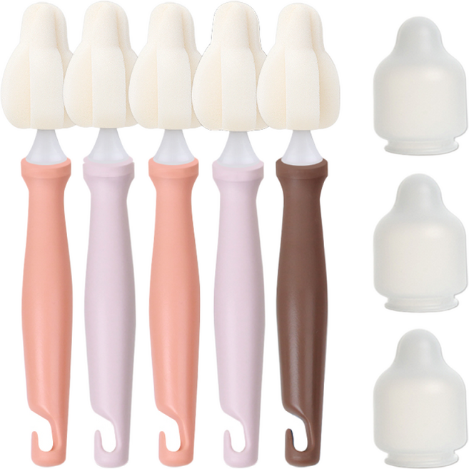 하이비 몽글이 미니솔 젖병 젖꼭지 세척솔 5p + 먼지캡 3p 세트, 1세트, 따뜻한햇살