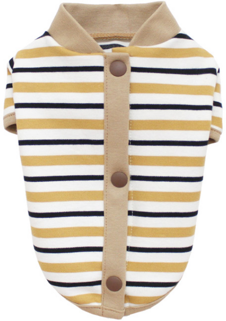 [도그도그] 심플단가라가디건 강아지옷 애견가디건 스트라이프 단가라 줄무늬 면 귀여운 데일리, 1개