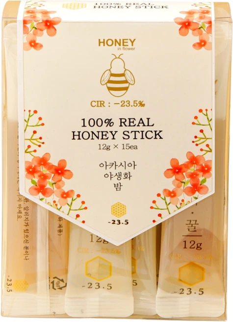 -23.5 꿀스틱 15개입 아카시아 야생화 밤 잡화꿀 답례품꿀 결혼식 돌잔치, 180g, 1개 - 쿠팡