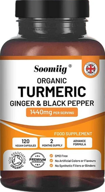 검은 후추와 생강이 함유된 강황 커큐민 1440 mg - 120 비건 강황 캡슐 고강도 관절 건강 항산화제 지원, 60캡슐, 120정, 1개 - 쿠팡