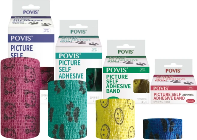 강아지 고양이 압박 점착 의료 붕대 수성 포비스 그림자착밴드, 1세트, 4롤 - 쿠팡