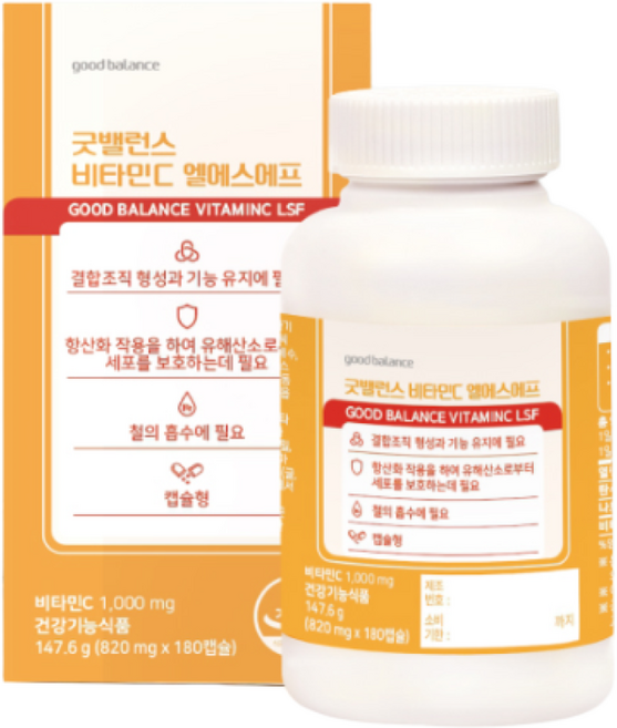 굿밸런스 리포좀 비타민C LSF 180캡슐 (3개월분), 1박스, 180정