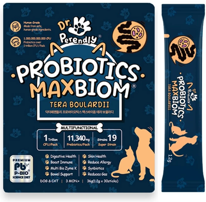 닥터페렌들리 프로바이오틱스 맥스바이옴 테라 보울라디 강아지 고양이 유산균, 1개, 장건강/유산균, 30회분 - 쿠팡
