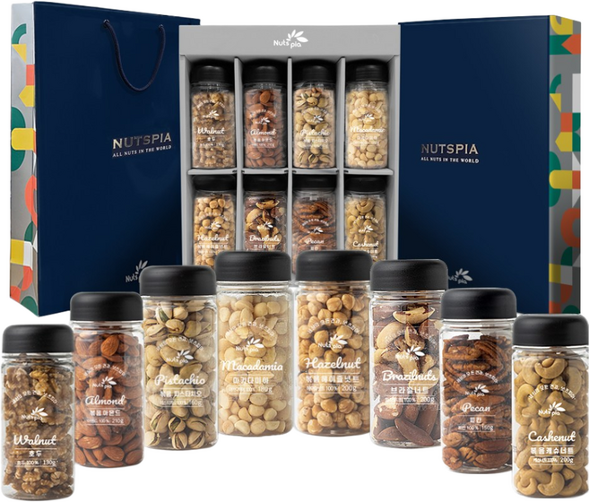 견과류 8구 선물세트 7호 쇼핑백 포함, 넛츠피아 8구 프리미엄 견과류 선물세트 7호쇼핑백포함