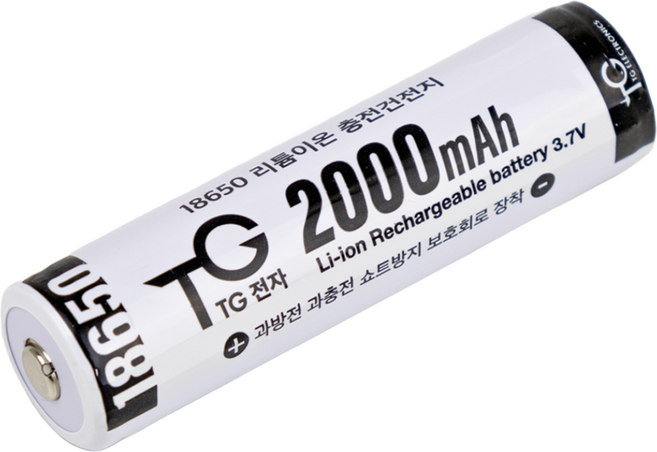 TG전자 18650 배터리 2000mAh 리튬이온 3.7v 충전 건전지, 1개입, 1개