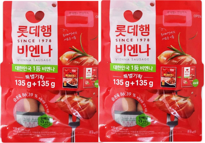 롯데햄 비엔나 소세지, 4개, 135g