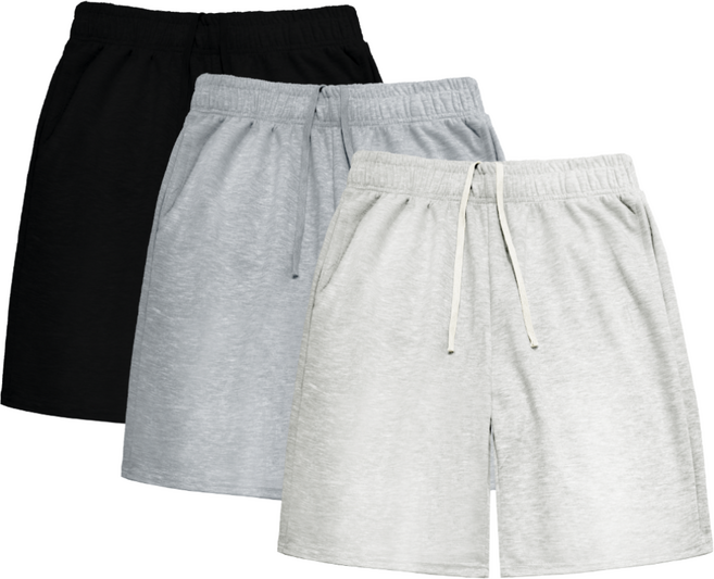 하바우 남여공용 데일리 5부 면 트레이닝 와이드 반바지 3종 세트