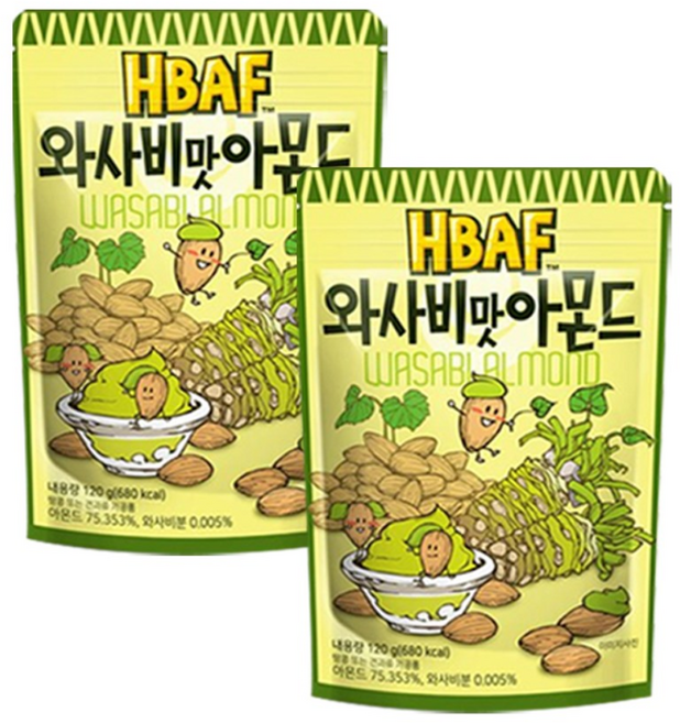 HBAF 바프 와사비맛아몬드, 40g, 2개