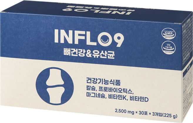 인플로나인 뼈건강 칼슘 마그네슘 비타민D 100억 생유산균, 90개, 2.5g - 쿠팡