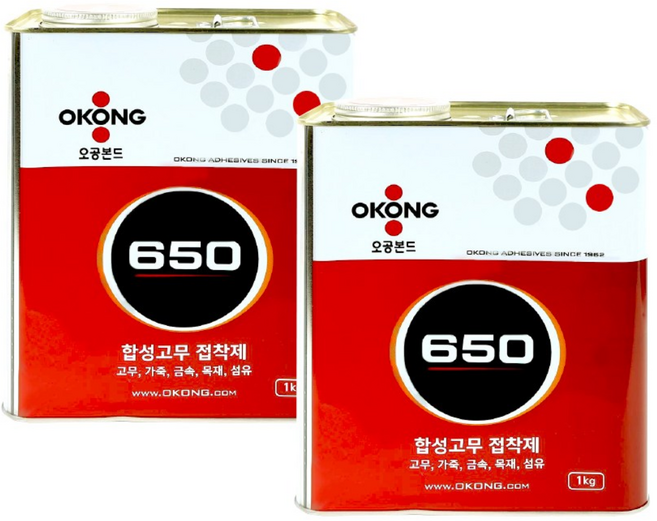 오공 650_1 공업용 산업용 합성 고무 가죽 본드 접착제 1kg 2개