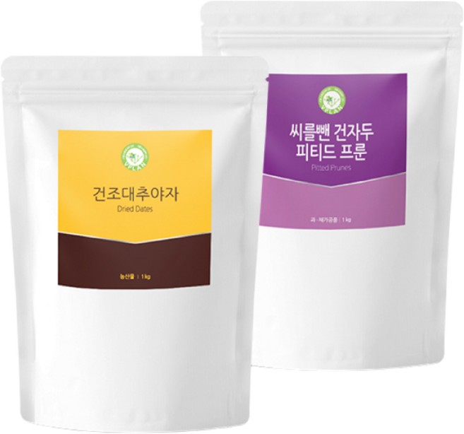 브이플랜 건 말린 대추야자 1kg+푸룬 건자두 프룬 1kg, 1세트, 1kg