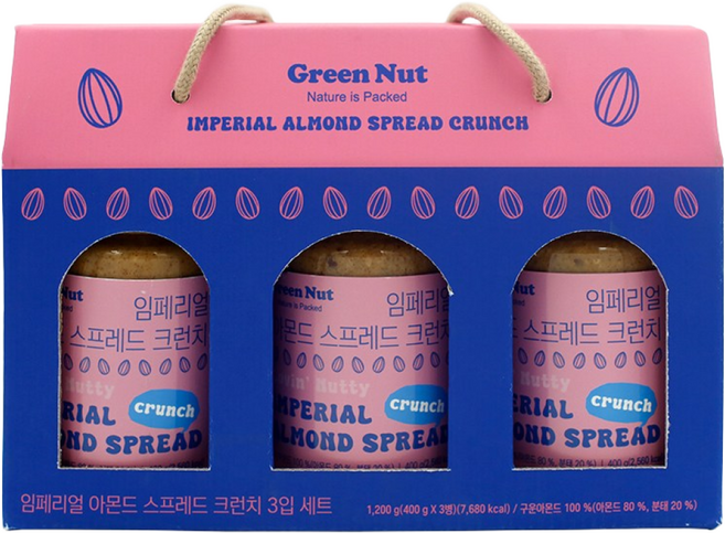 그린너트 임페리얼 아몬드버터 크런치 400g 3입 선물세트, 1세트, 1.2kg