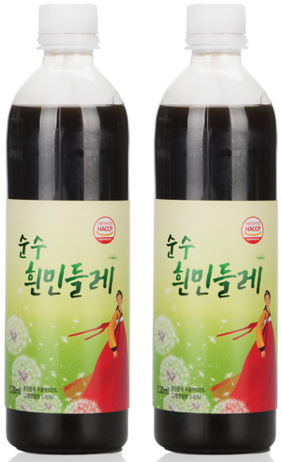 해담은베리 순수 흰민들레즙 흰민들레엑기스 흰민들레진액 생산자 직접판매, 500ml, 2개
