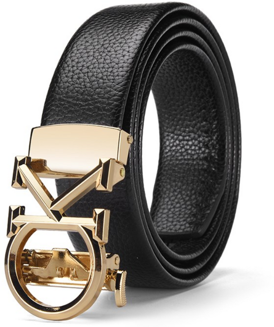 CKIRUV 남성 소가죽 자동 버클 비즈니스 벨트