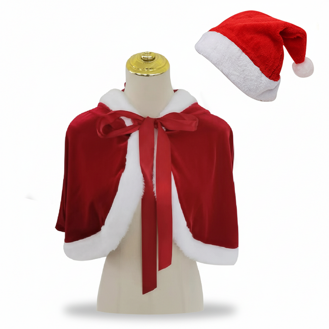 Hyades 크리스마스 코스프레 여성용 망토+모자 2종세트