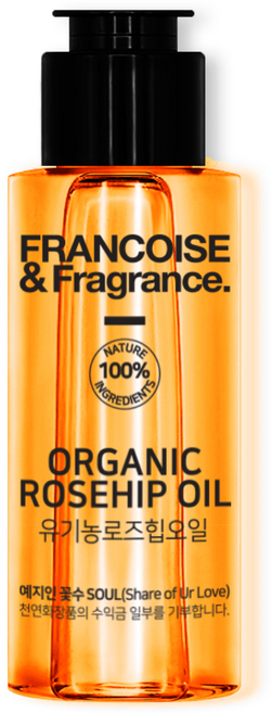 프랑스와즈 100% 순수 유기농 로즈힙오일 기미 잡티 보습과 탄력을 위한 자연의 힘, 50ml, 4개