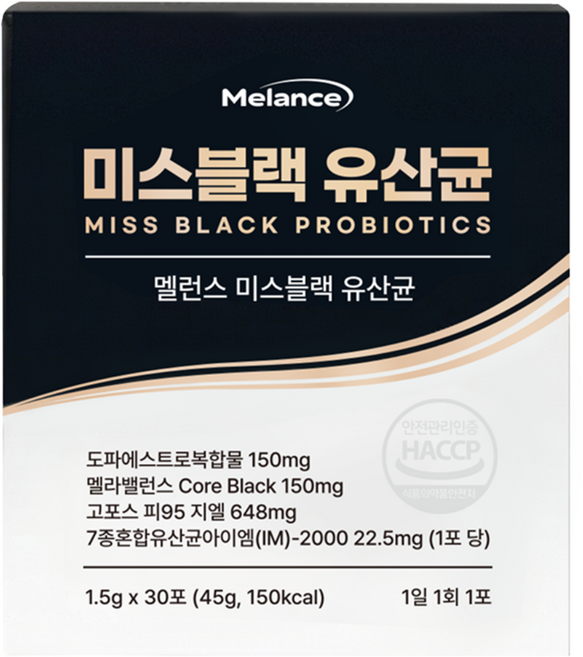 멜런스 미스블랙 여성전용 새치 블랙 유산균 50억 프로바이오틱스 멜라닌 모발 영양제 하수오 검은콩 블랙푸드, 1박스, 30정
