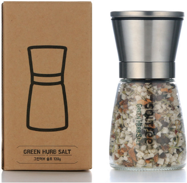 [고서임] 허브솔트 (그린허브솔트 / 레드페퍼솔트) 캠핑소금 그라인더 리필용, 120g, 1개