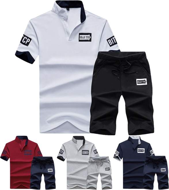 지스캇 차이나카라 반팔티셔츠 트레이닝복 세트 (4COLOR)