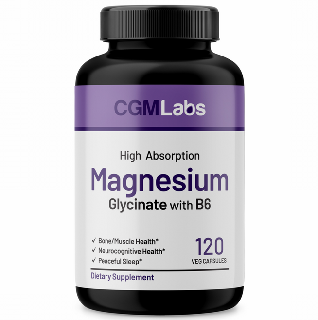 CGM Labs 마그네슘 글리시네이트 +B6 120 베지 캡슐, 6개, 60회분